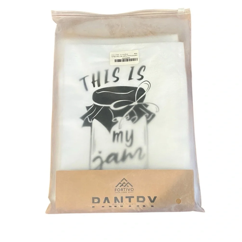 Fortivo Pantry White Tea Towels Set of 4 New with tags